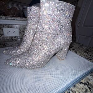 Betsey Johnson Glittering Silver Heeled Boots